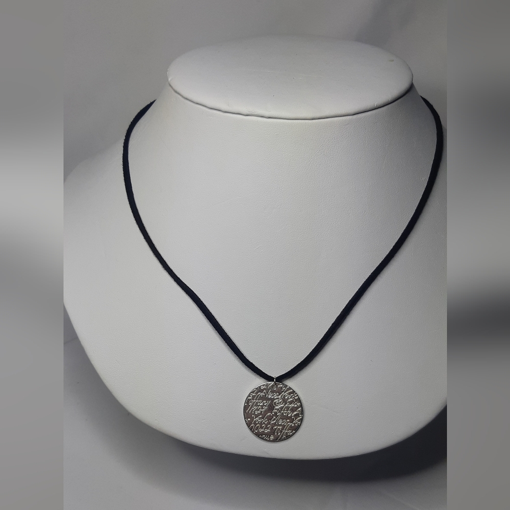 Engraved Silver Medallion Necklace